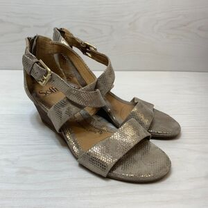 Sofft Mauldin Strappy Wedge Sandals Women's Size 8M Metallic‎ Bistro Taupe Boho
